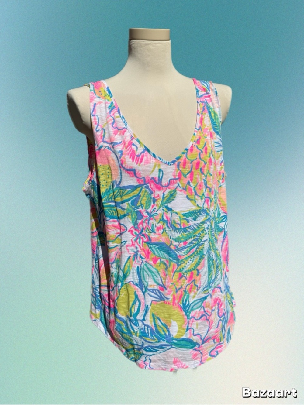 Lilly Pulitzer Multicolor Print Tank — Pink, Blue, Green 100% cotton
